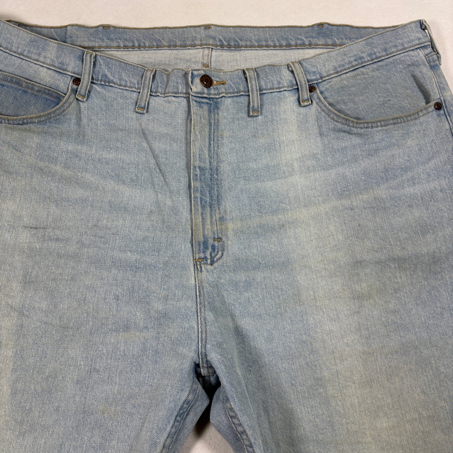 Wrangler Premium Mens Denim Shorts 46 Blue Jean Shorts Light Wash Relaxed Fit