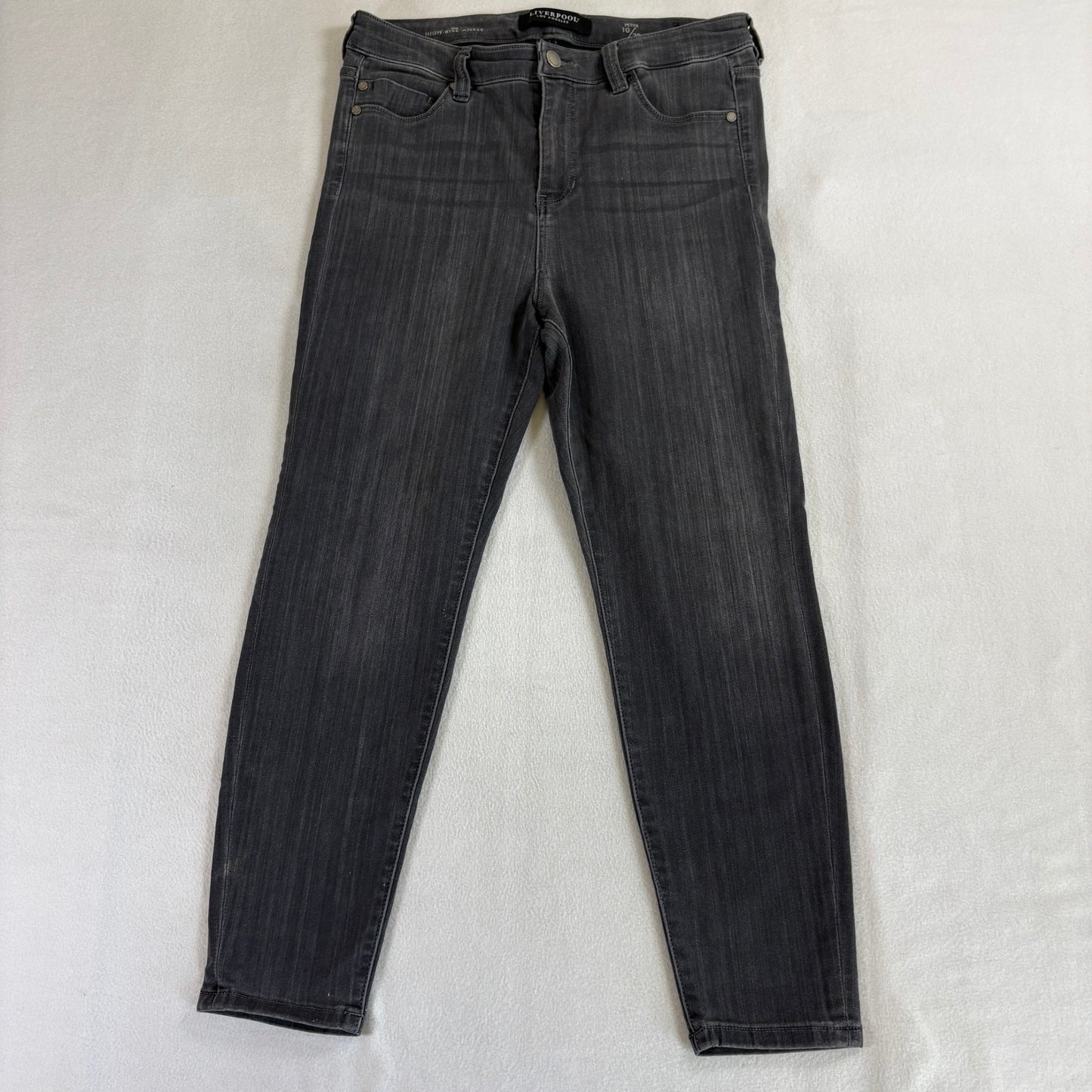 Liverpool Los Angeles Womens 10P High Rise Ankle Gray Skinny Jean Stretch Petite