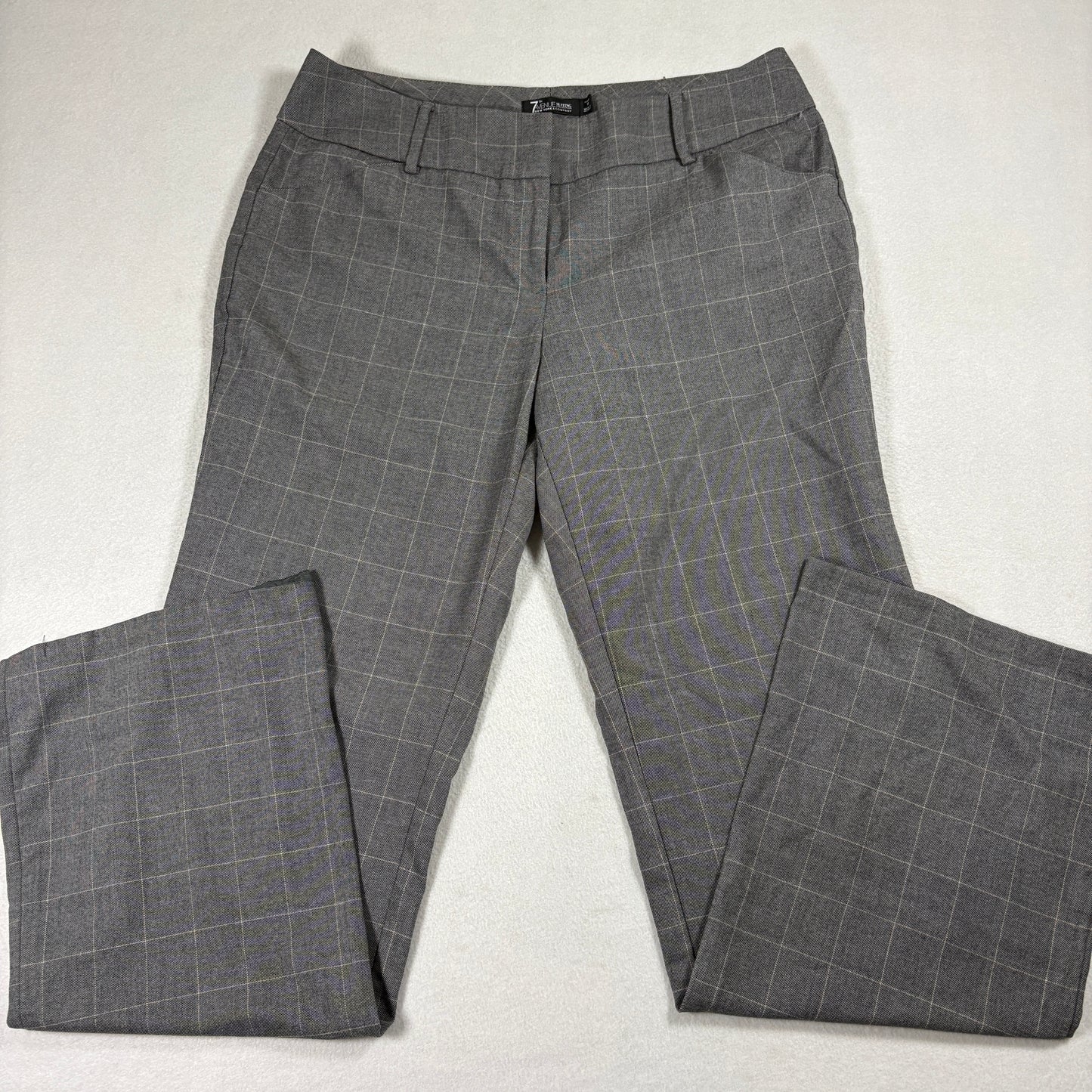 New York & Company 7th Avenue Womens Pants Size 12 Gray Plaid Dress Slacks