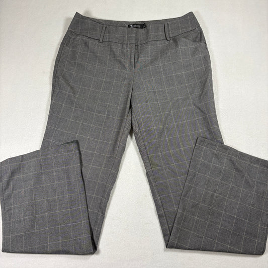New York & Company 7th Avenue Womens Pants Size 12 Gray Plaid Dress Slacks