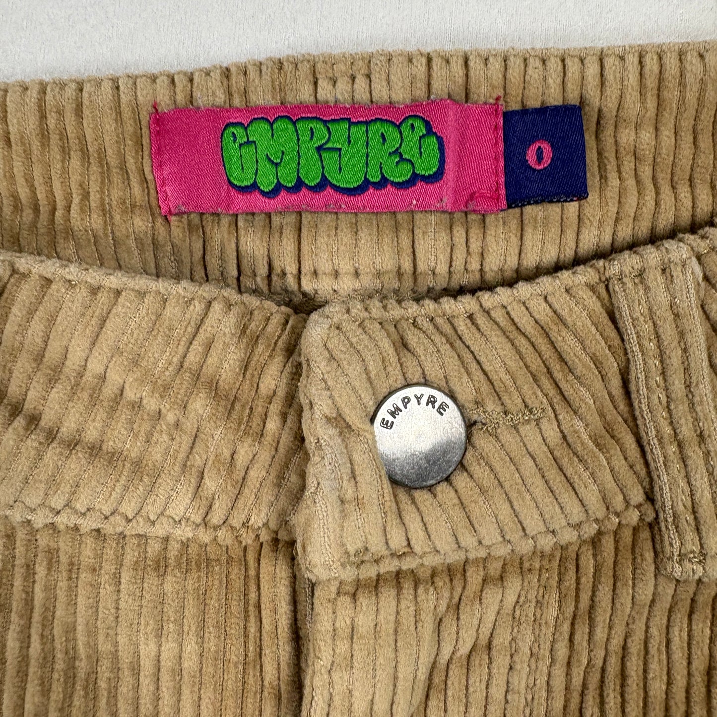 Empyre Womens Corduroy Pants Size 0 Tan Beige Straight Leg Baggy Skater Y2K 90s