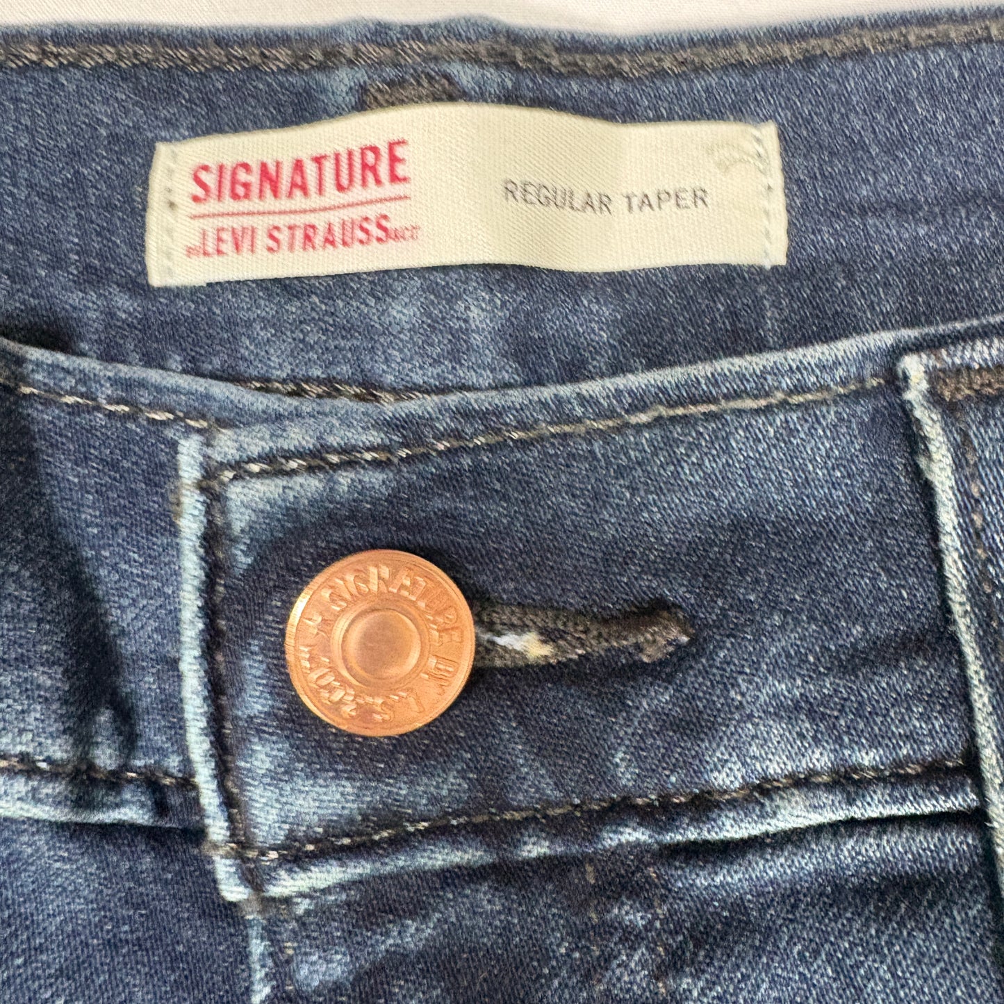 Levi’s Signature Jeans Men 34x32 Regular Taper Dark Wash Blue Denim Stretch