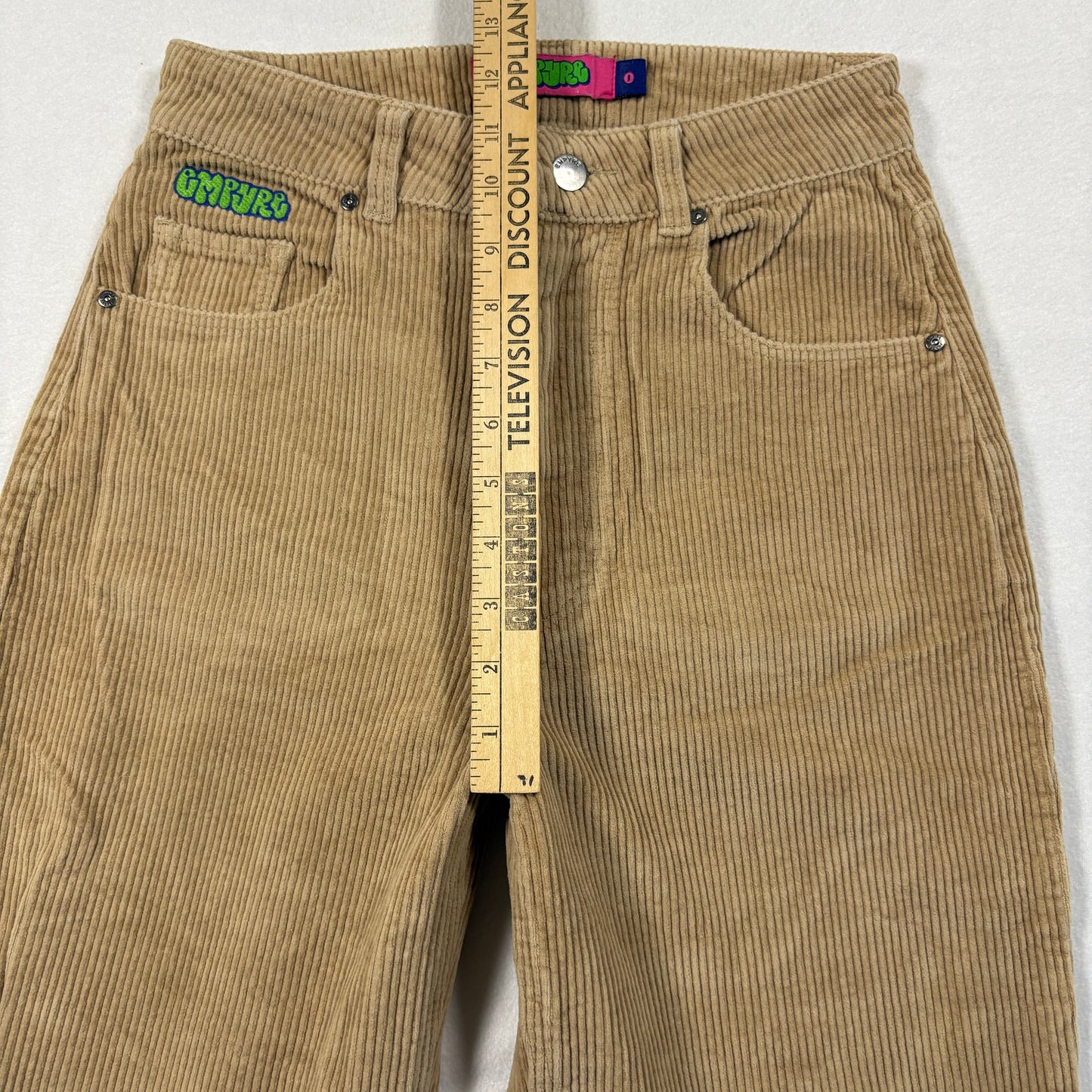 Empyre Womens Corduroy Pants Size 0 Tan Beige Straight Leg Baggy Skater Y2K 90s