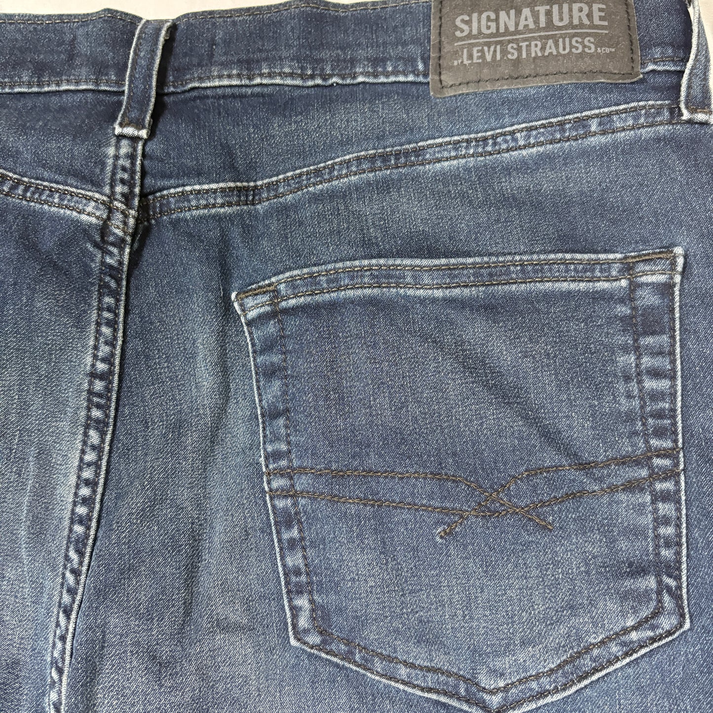 Levi’s Signature Jeans Men 34x32 Regular Taper Dark Wash Blue Denim Stretch