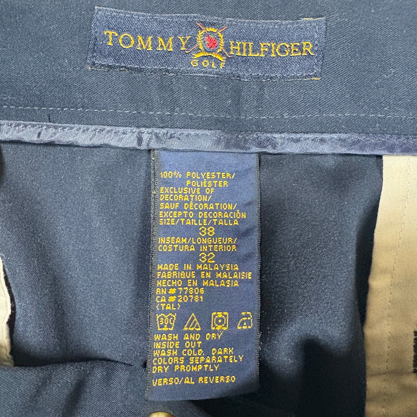 Tommy Hilfiger Golf Pants Men 38x32 Navy Blue Dress Slacks Pleated Classic Fit