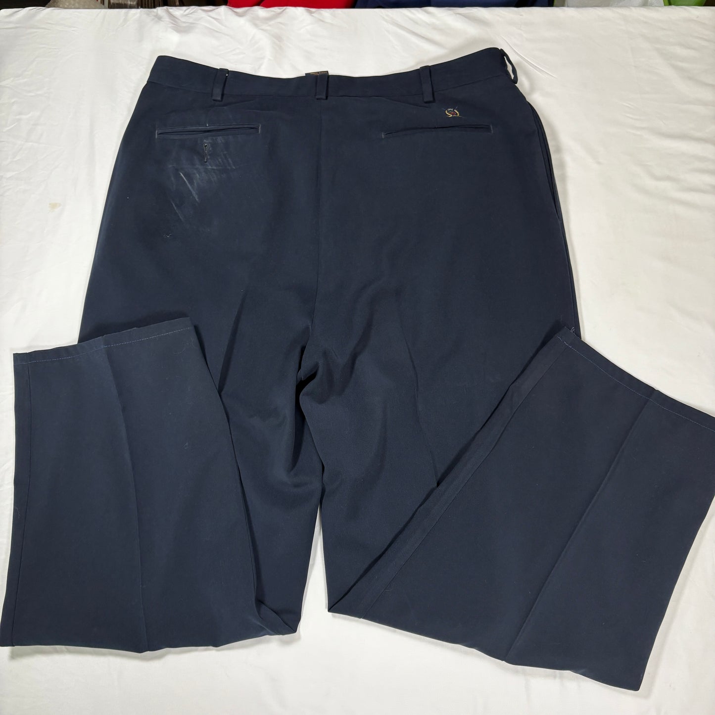 Tommy Hilfiger Golf Pants Men 38x32 Navy Blue Dress Slacks Pleated Classic Fit