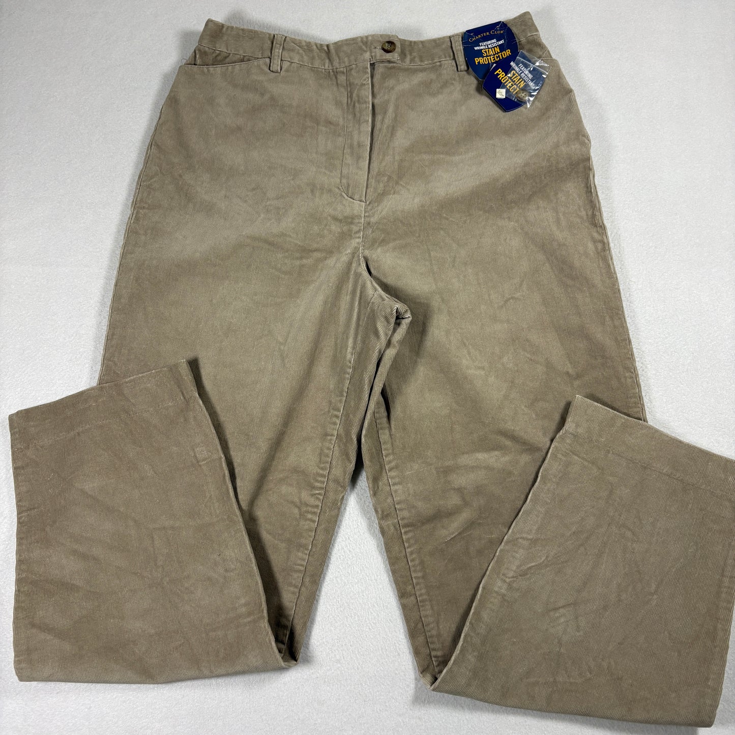 Charter Club Womens Corduroy Pants 14 Beige Stretch Stain Resistant NWT