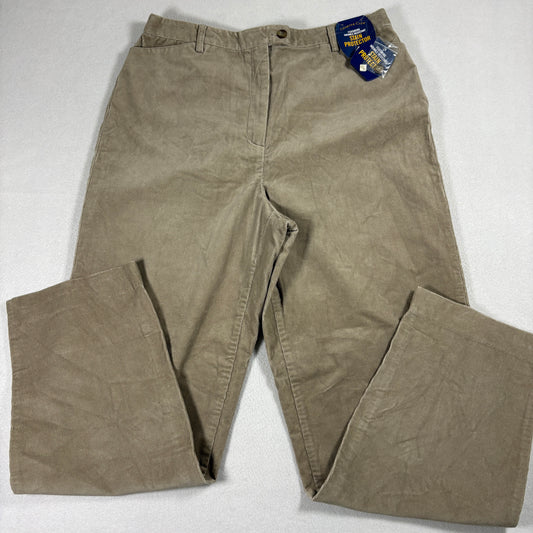 Charter Club Womens Corduroy Pants 14 Beige Stretch Stain Resistant NWT