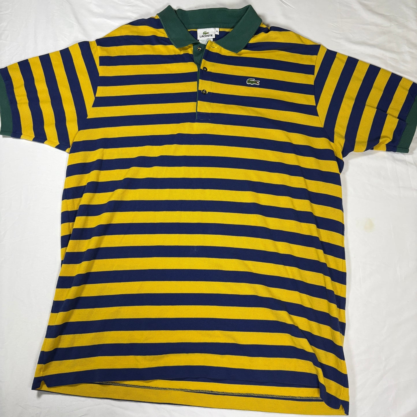 Lacoste Polo Shirt Men 8L Yellow Blue Green Stripe Short Sleeve Classic Fit
