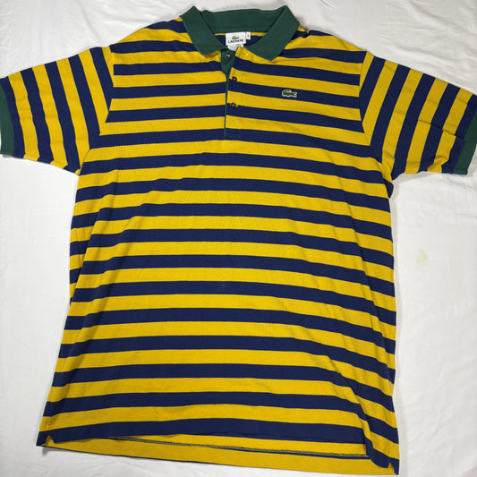 Lacoste Polo Shirt Men 8L Yellow Blue Green Stripe Short Sleeve Classic Fit