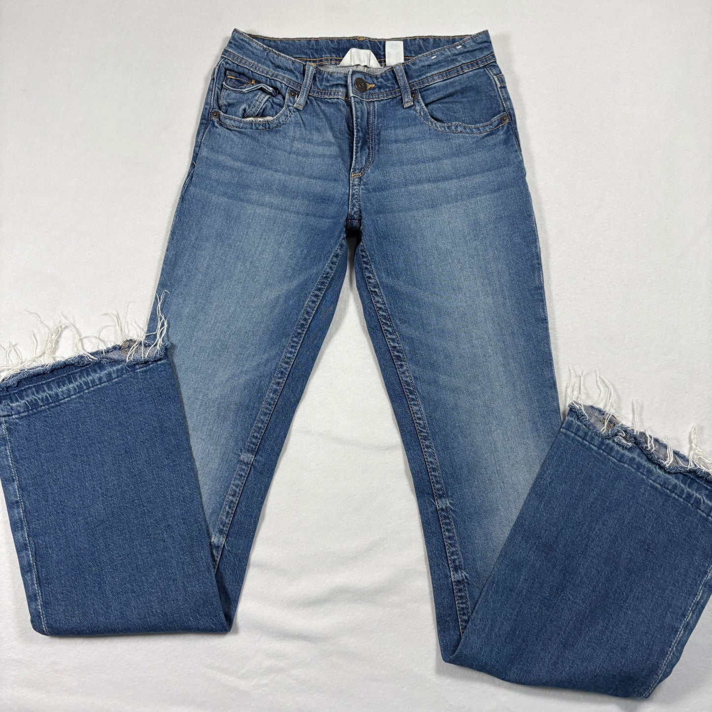 H&M Womens Jeans 20 Flare Low Rise Raw Hem Y2K 90s Grunge Plus Size Vintage Denim