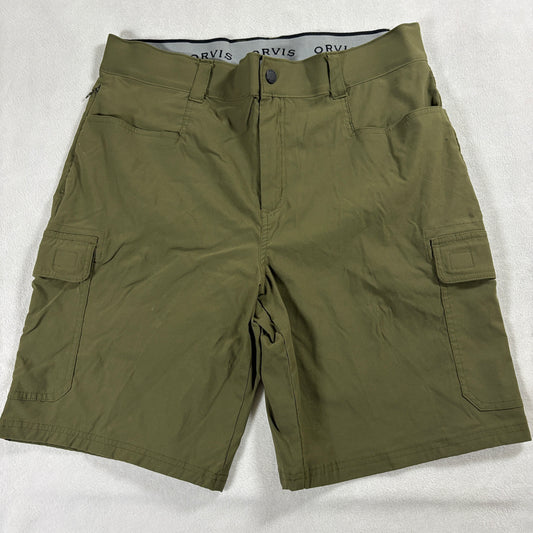 Orvis Cargo Shorts 34 Fits Like 34 Olive Hiking Utility Outdoor Stretch Mens