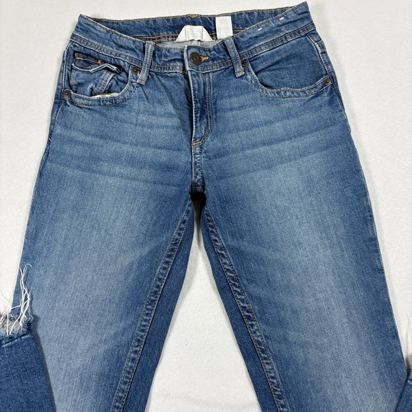 H&M Womens Jeans 20 Flare Low Rise Raw Hem Y2K 90s Grunge Plus Size Vintage Denim