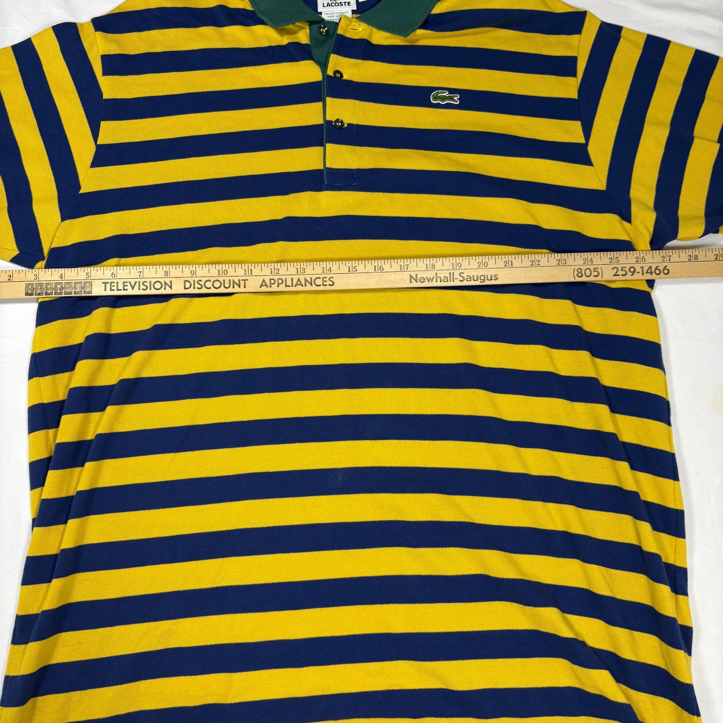 Lacoste Polo Shirt Men 8L Yellow Blue Green Stripe Short Sleeve Classic Fit