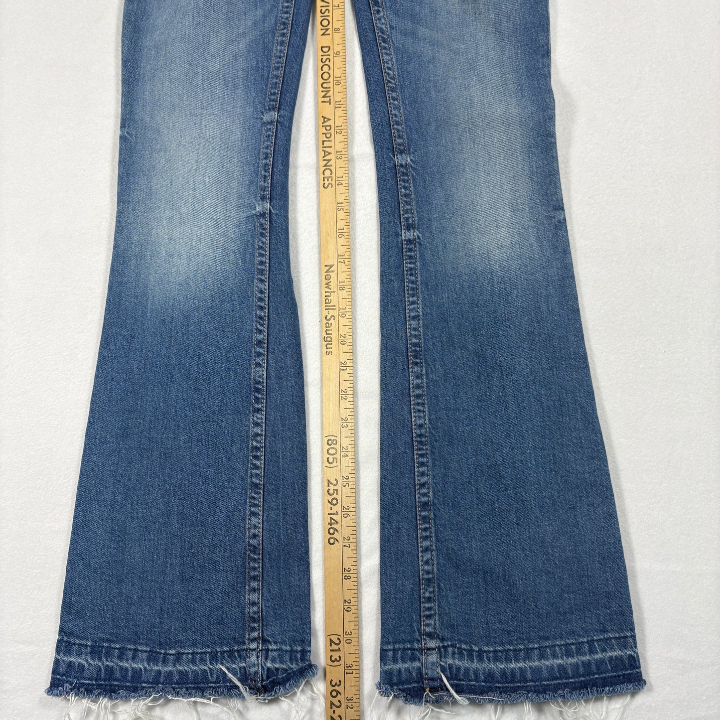 H&M Womens Jeans 20 Flare Low Rise Raw Hem Y2K 90s Grunge Plus Size Vintage Denim