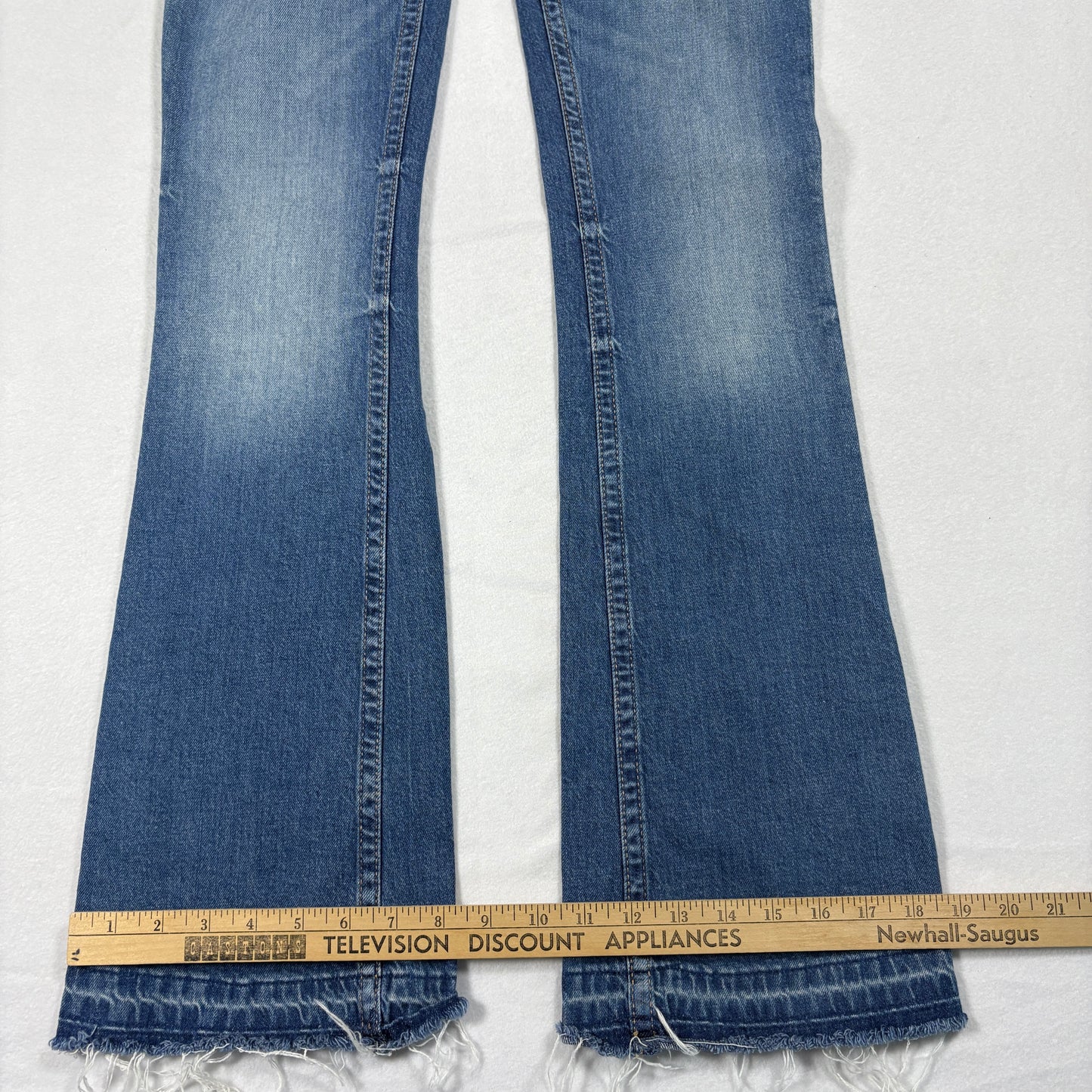 H&M Womens Jeans 20 Flare Low Rise Raw Hem Y2K 90s Grunge Plus Size Vintage Denim