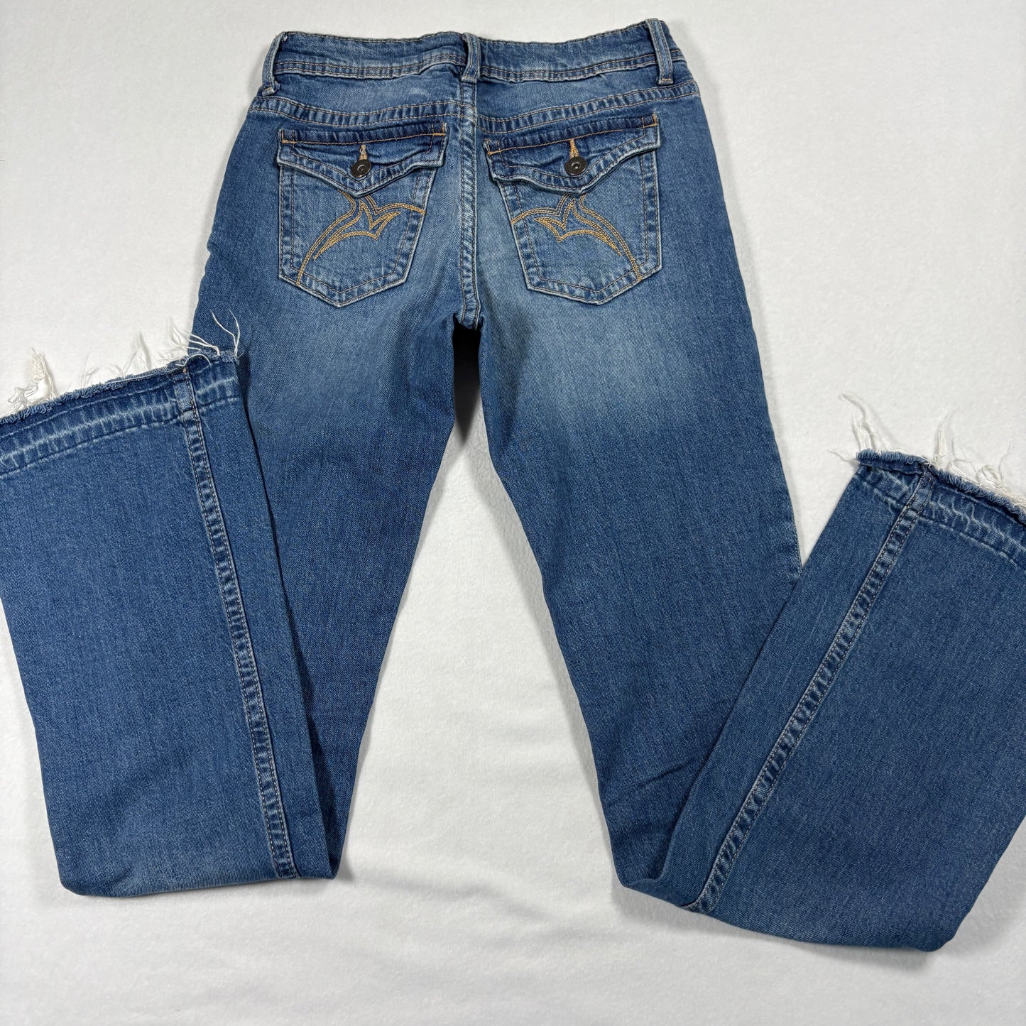 H&M Womens Jeans 20 Flare Low Rise Raw Hem Y2K 90s Grunge Plus Size Vintage Denim