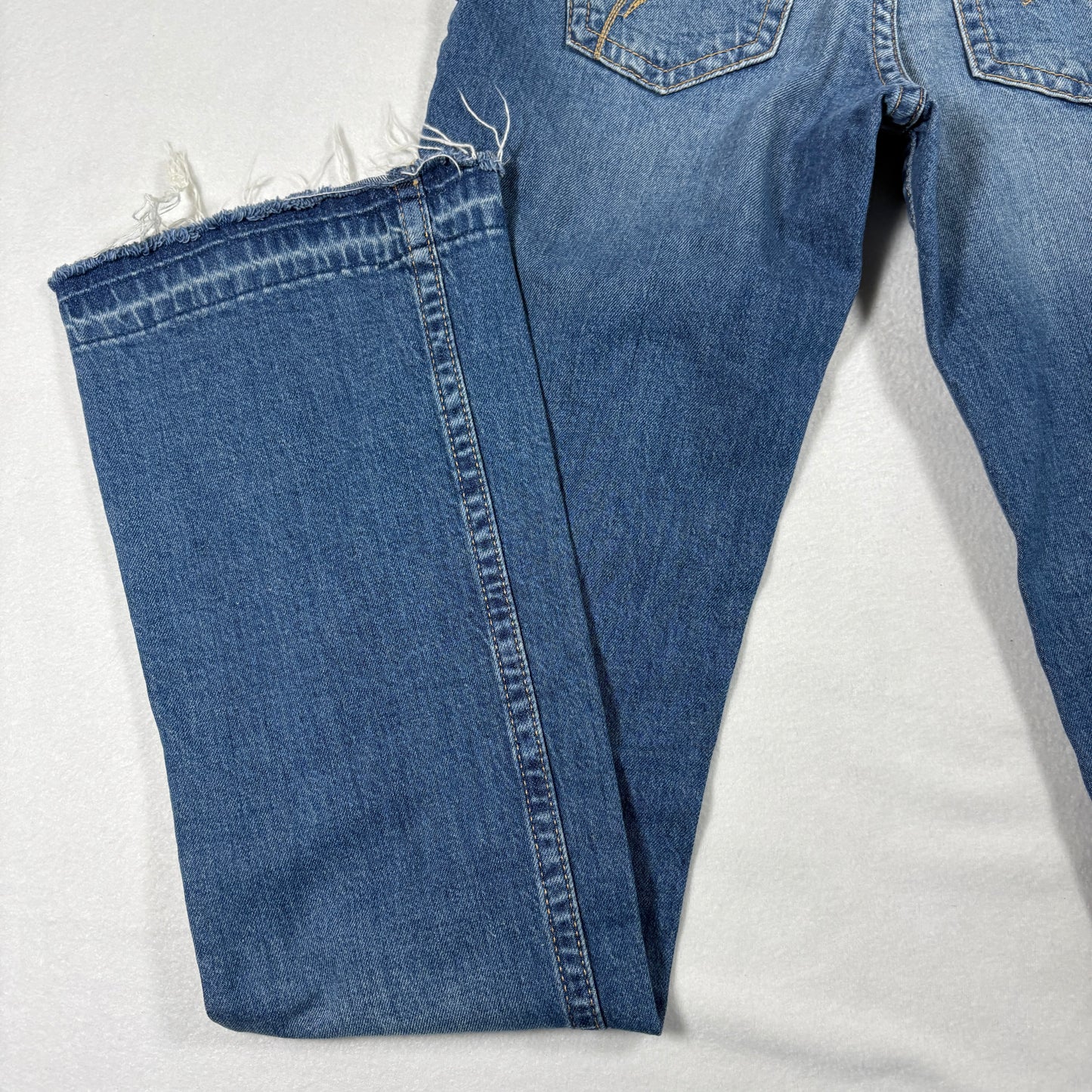 H&M Womens Jeans 20 Flare Low Rise Raw Hem Y2K 90s Grunge Plus Size Vintage Denim