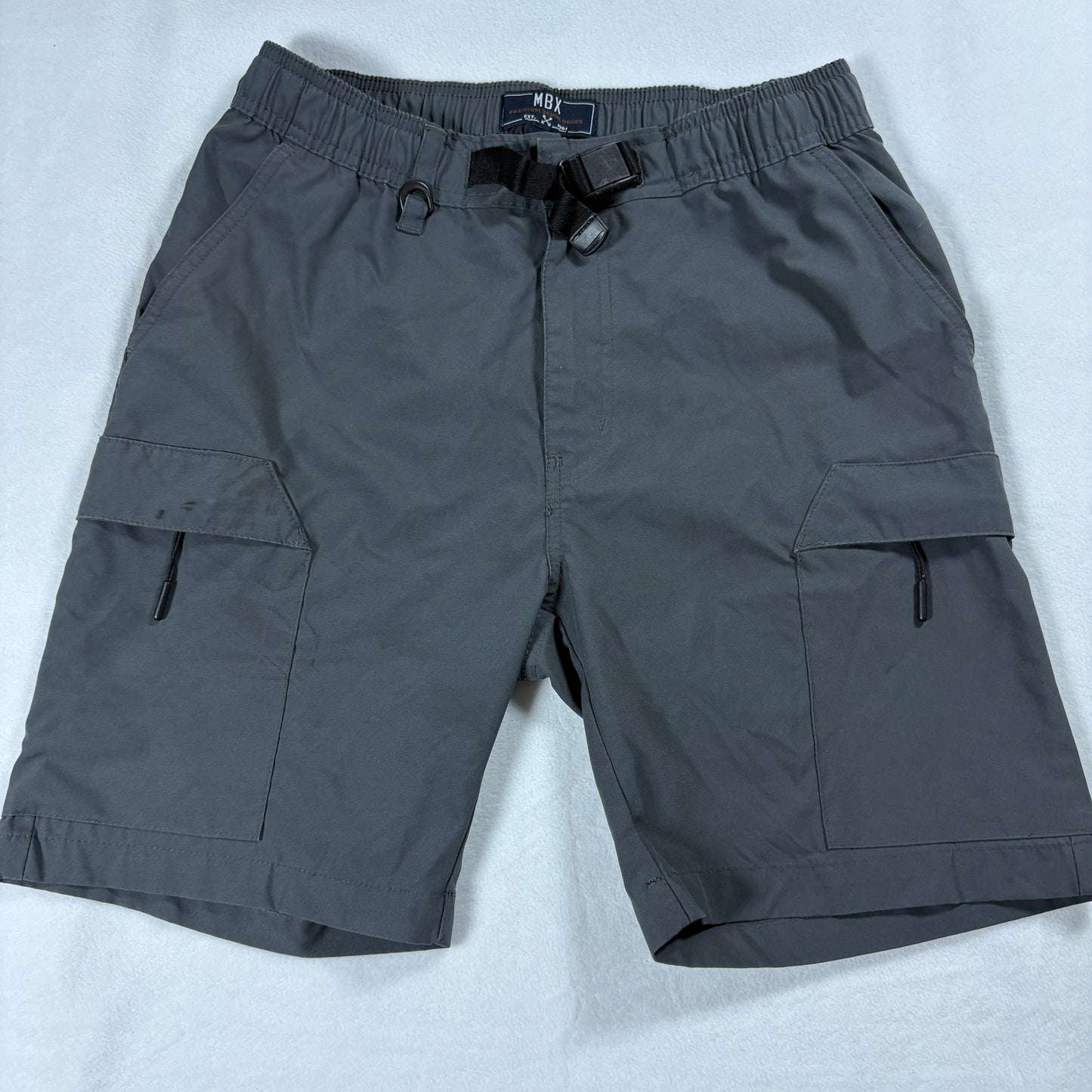 MBX Cargo Shorts Mens Small Gray Tactical Utility Hiking Elastic Waist Belted
