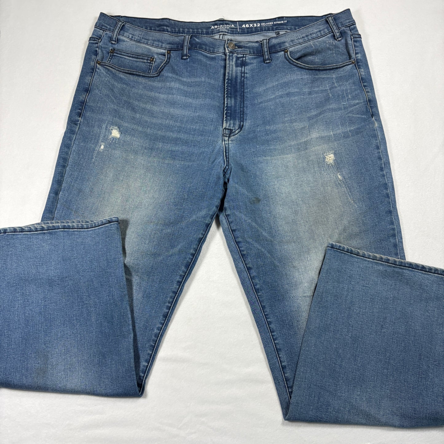Arizona Mens Jeans 46x32 Relaxed Straight Blue Denim Y2K Baggy Distressed