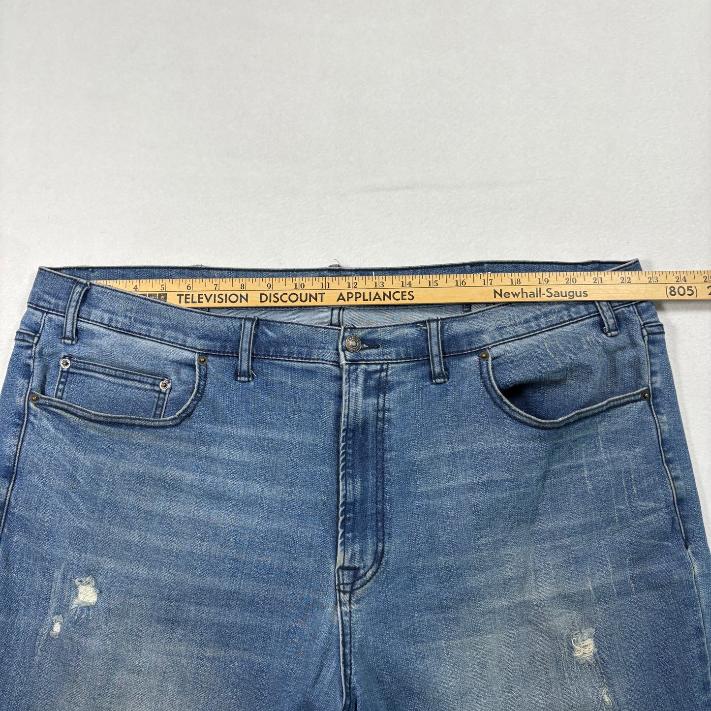 Arizona Mens Jeans 46x32 Relaxed Straight Blue Denim Y2K Baggy Distressed