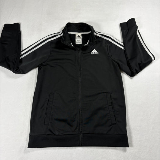 Adidas Track Jacket Unisex Youth 14 16 Black White Retro Streetwear Zip Jacket O