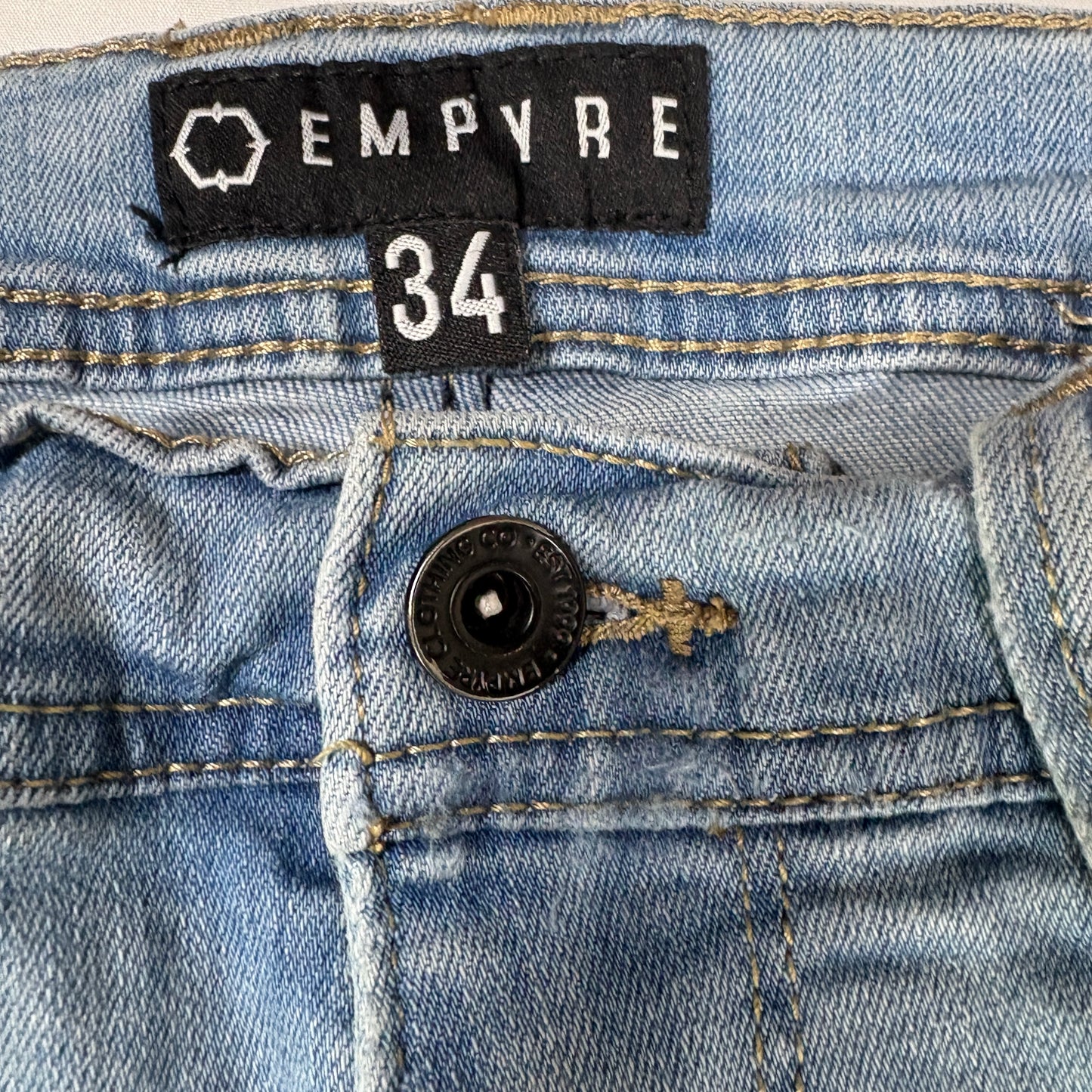 Empyre Distressed Light Wash Jeans Men 34x32 Straight Fit Casual Ripped Denim