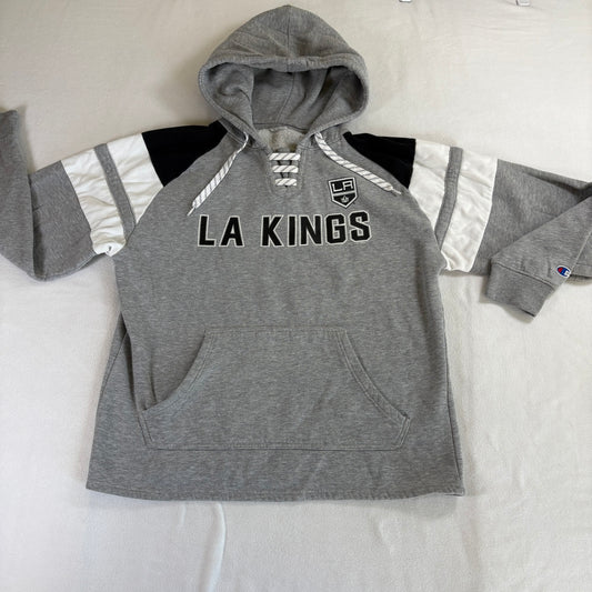 Champion LA Kings Hoodie Men’s Large Lace Up Pullover Gray NHL Hockey Sweatshirt