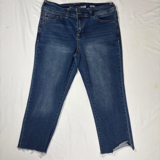 WallFlower Ultra Fit Jeans Women Sz 15 Blue Raw Hem Stretch Denim Casual Pants