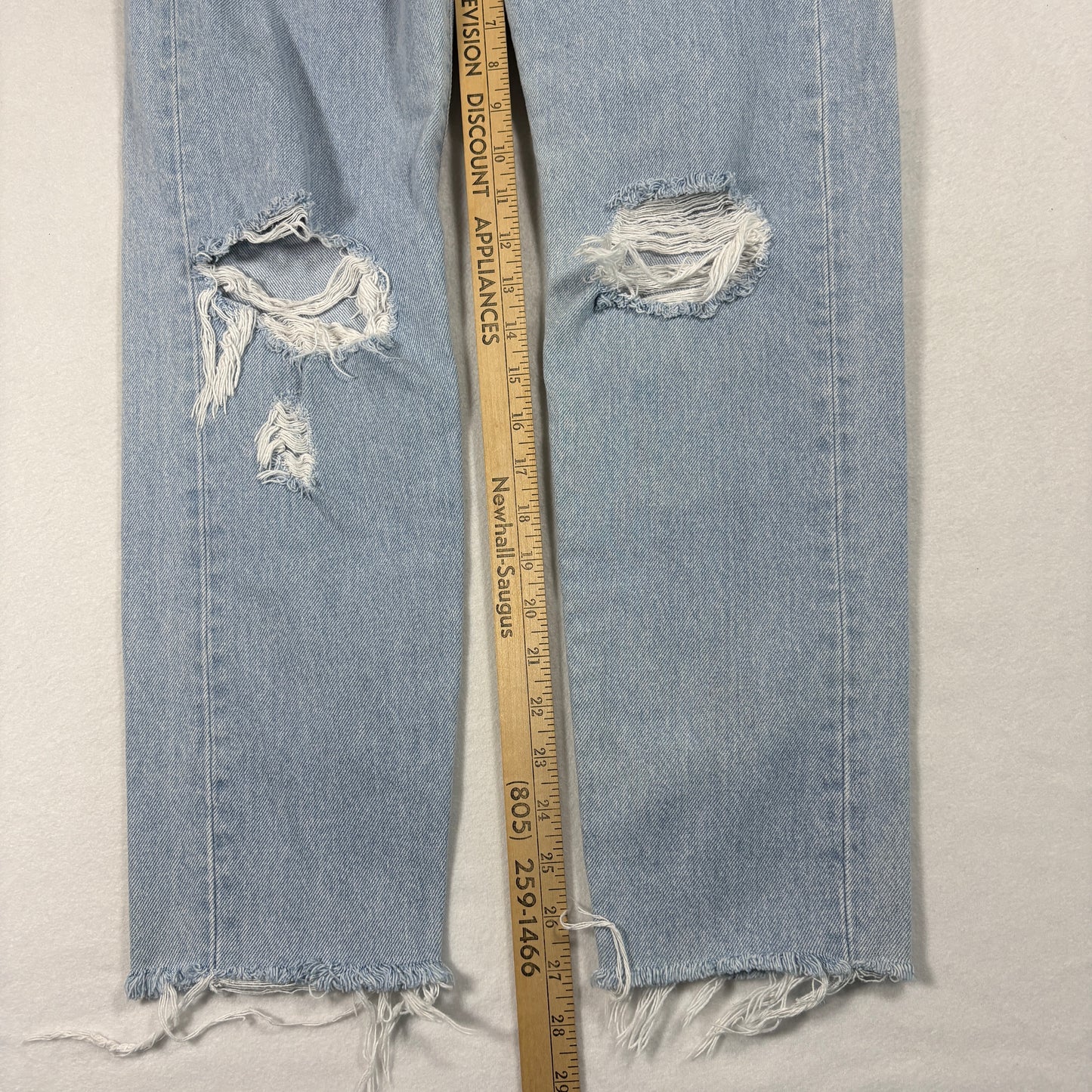 Womens Jeans W26 Distressed Ripped Light Wash Denim Y2K 90s Grunge Vintage