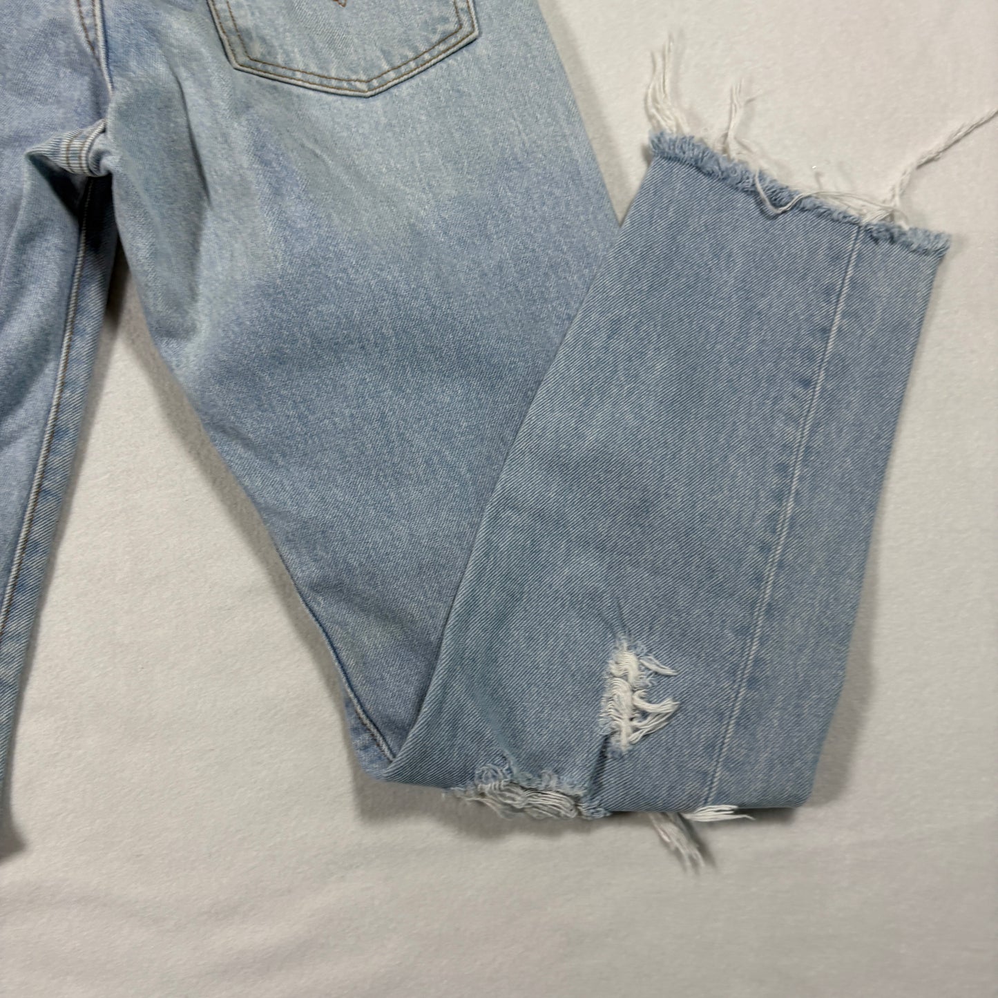 Womens Jeans W26 Distressed Ripped Light Wash Denim Y2K 90s Grunge Vintage