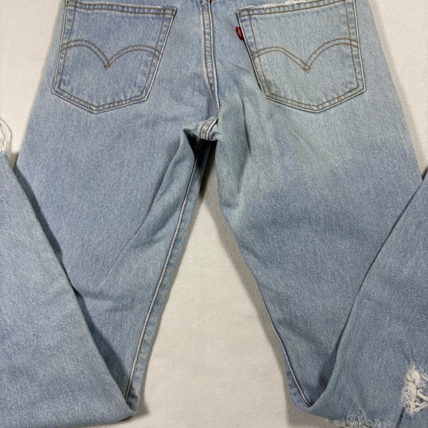 Womens Jeans W26 Distressed Ripped Light Wash Denim Y2K 90s Grunge Vintage