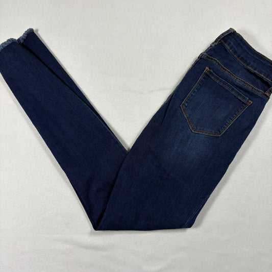 SONG Womens Jeans 5/27 Blue High Rise Skinny Ankle Stretch Y2K Frayed Hem Denim