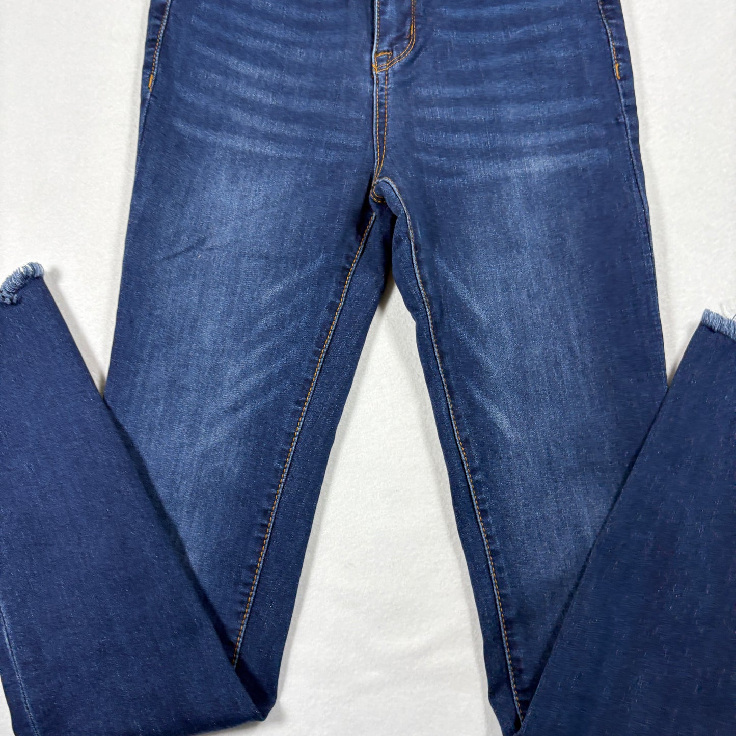 SONG Womens Jeans 5/27 Blue High Rise Skinny Ankle Stretch Y2K Frayed Hem Denim