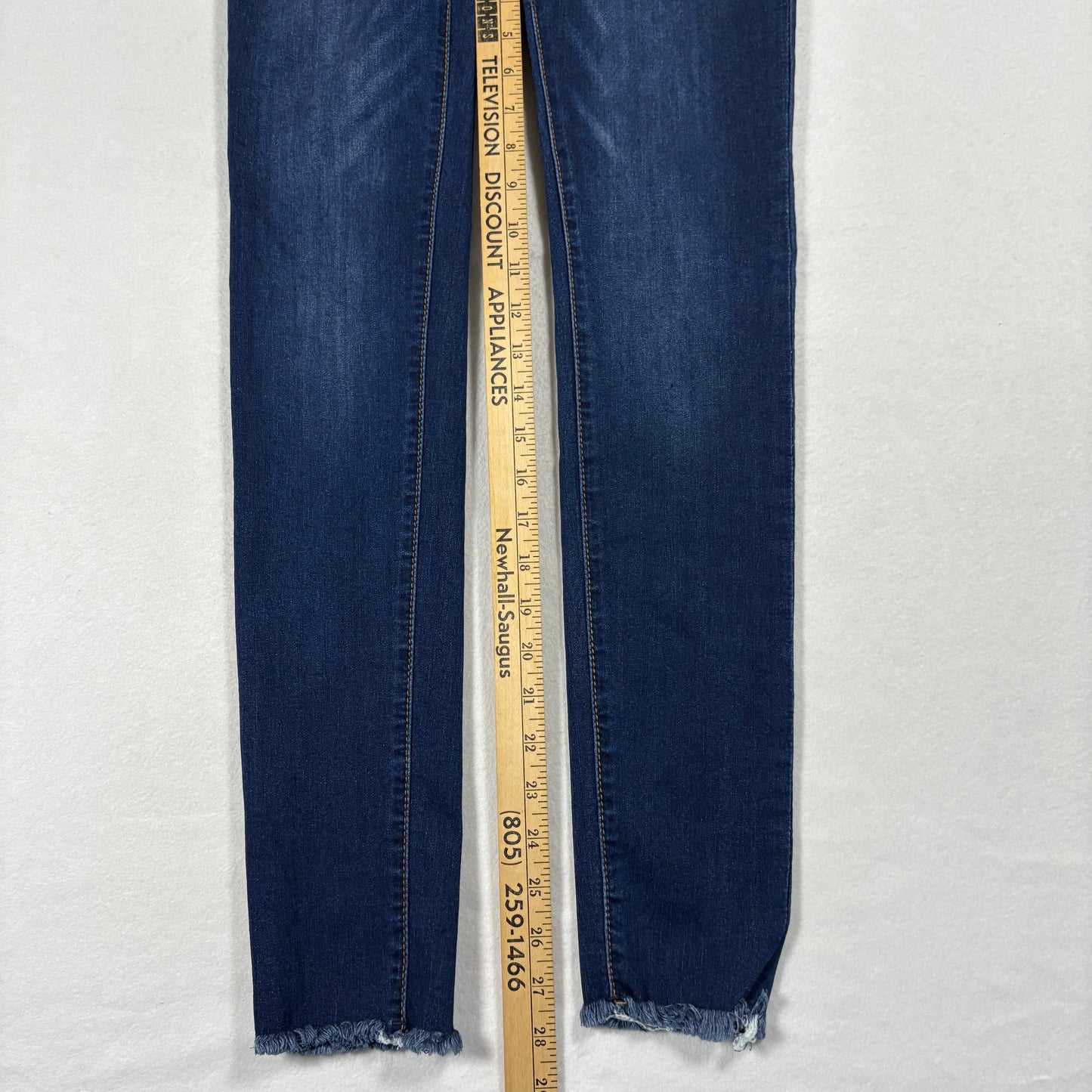 SONG Womens Jeans 5/27 Blue High Rise Skinny Ankle Stretch Y2K Frayed Hem Denim