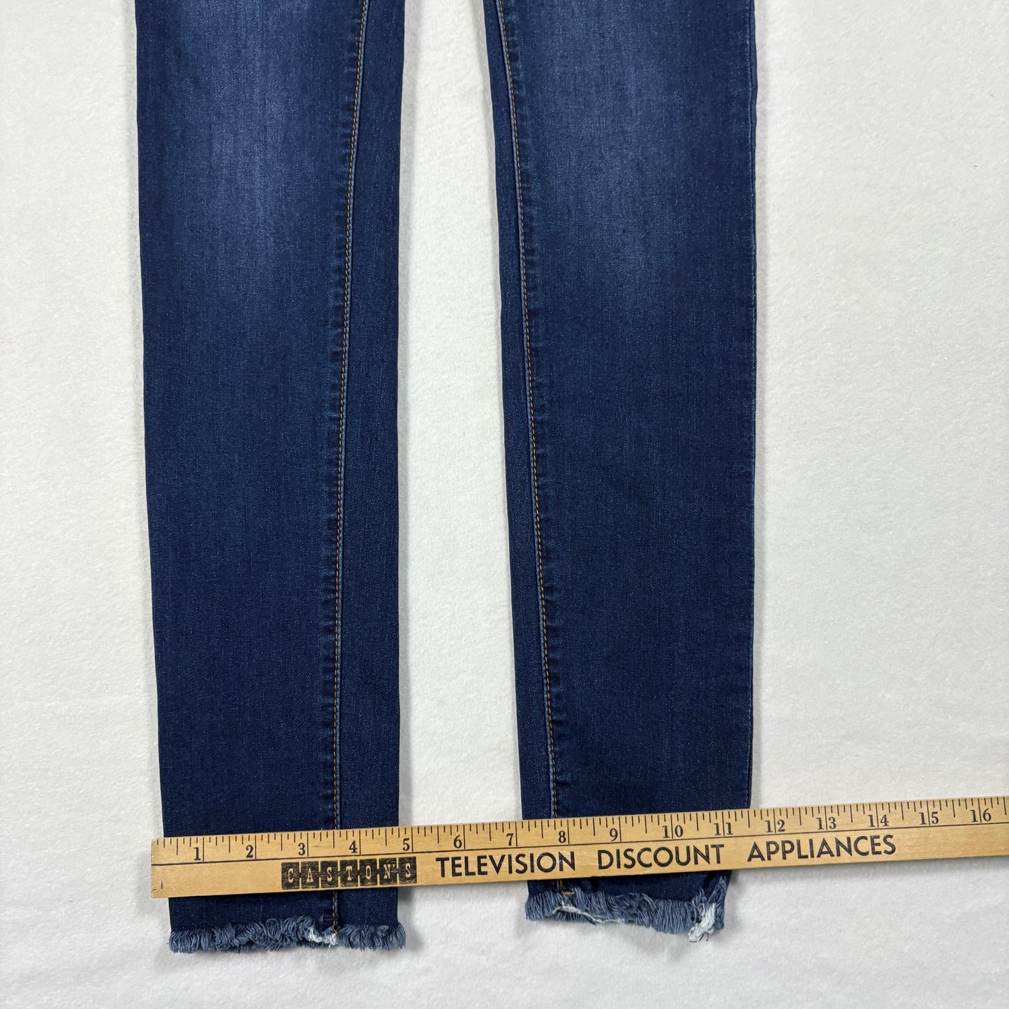 SONG Womens Jeans 5/27 Blue High Rise Skinny Ankle Stretch Y2K Frayed Hem Denim