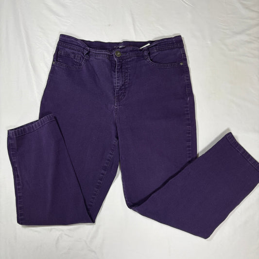 Style & Co Slim Leg Jeans Women 12S Purple Tummy Control Stretch Denim Baggy