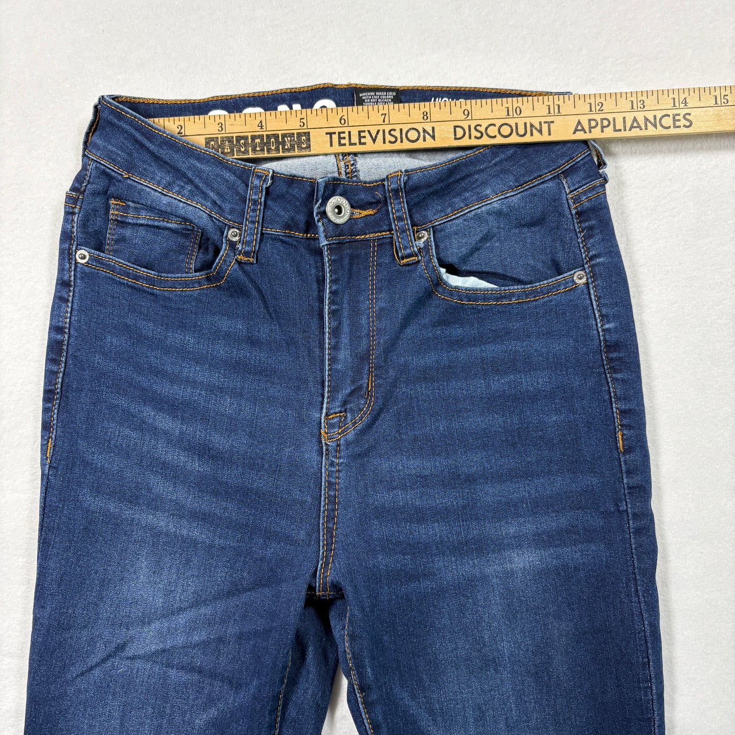 SONG Womens Jeans 5/27 Blue High Rise Skinny Ankle Stretch Y2K Frayed Hem Denim