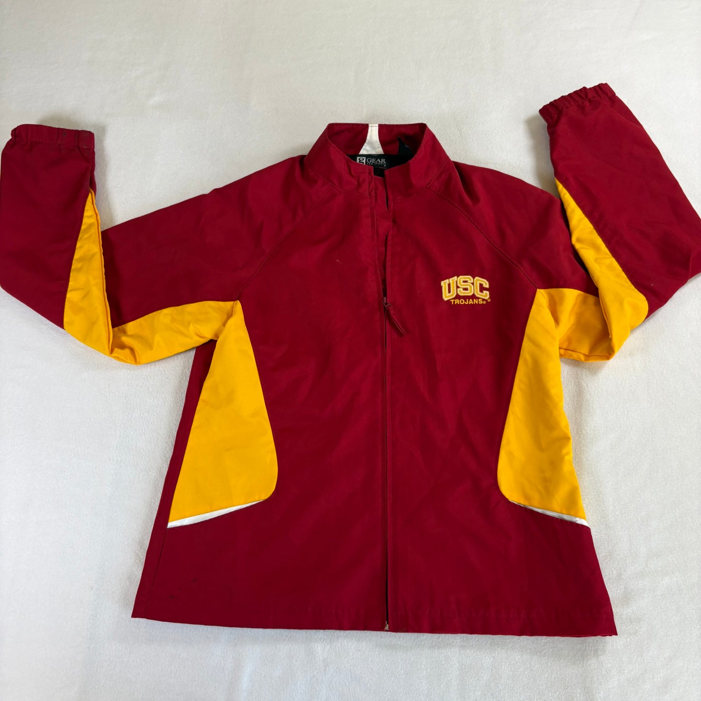 USC Trojans Jacket Mens Large Red Gold Full Zip Windbreaker NCAA