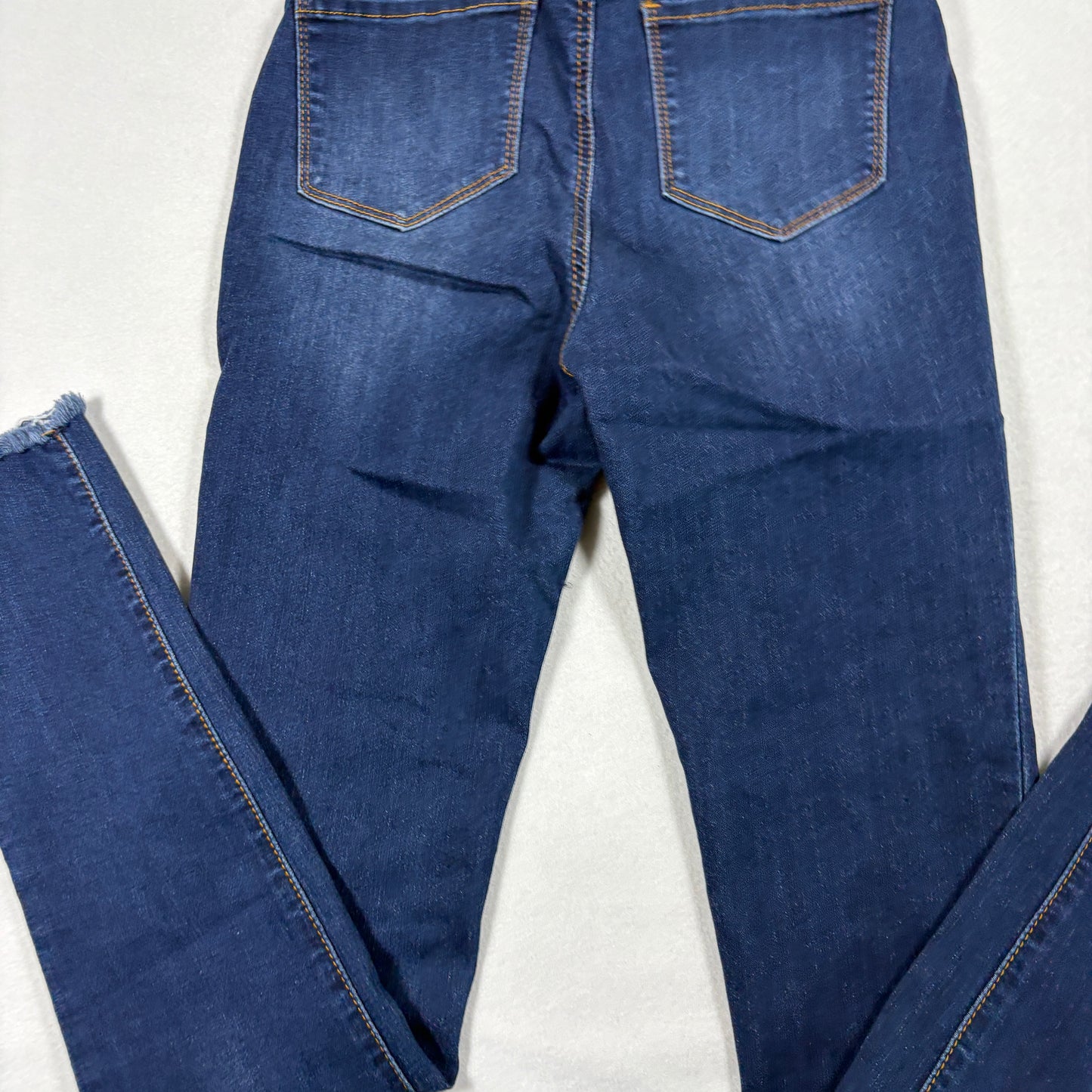 SONG Womens Jeans 5/27 Blue High Rise Skinny Ankle Stretch Y2K Frayed Hem Denim