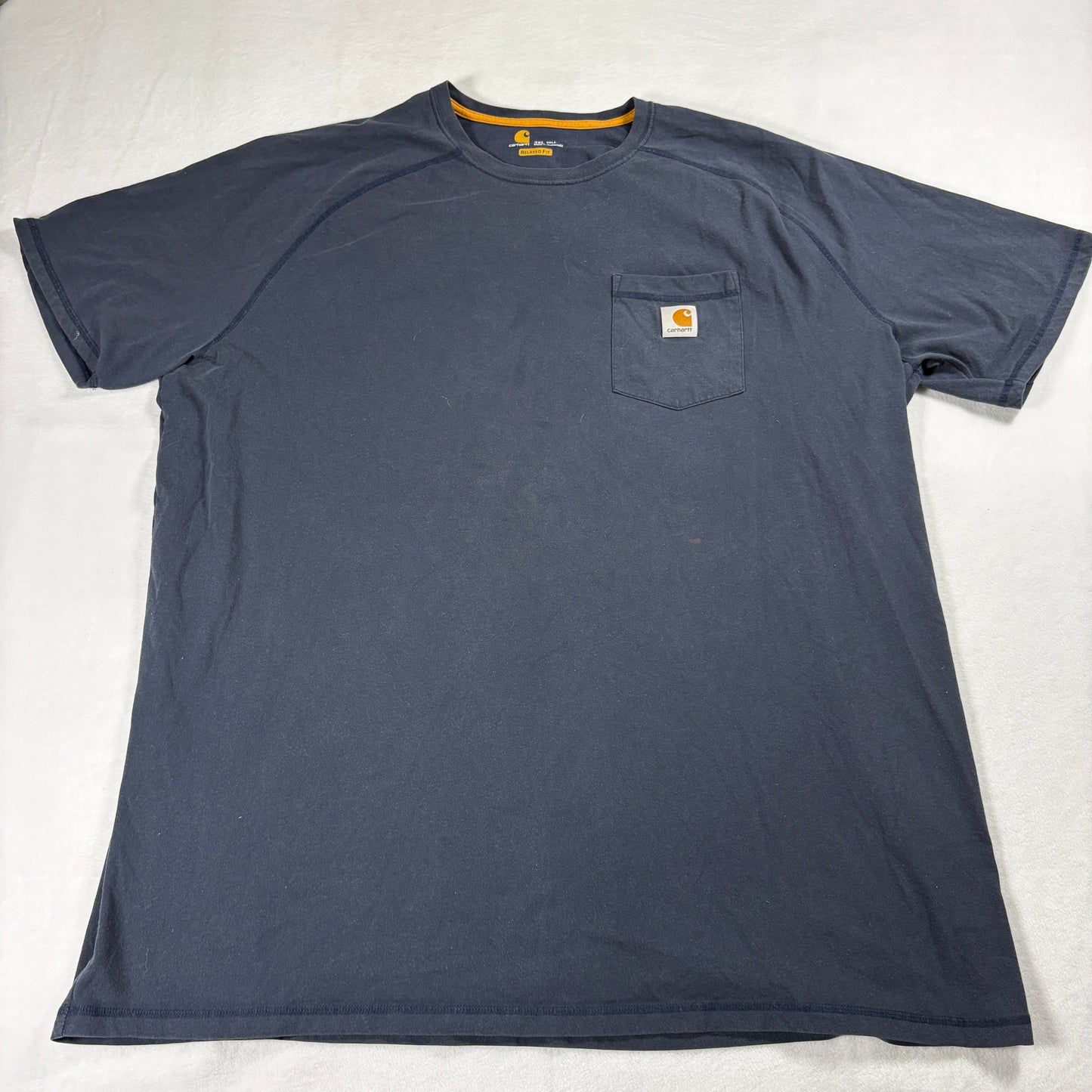 Carhartt T Shirt Mens 3XL Tall Blue Pocket Tee Workwear Relaxed Fit Used!
