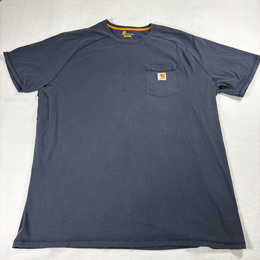 Carhartt T Shirt Mens 3XL Tall Blue Pocket Tee Workwear Relaxed Fit Used!