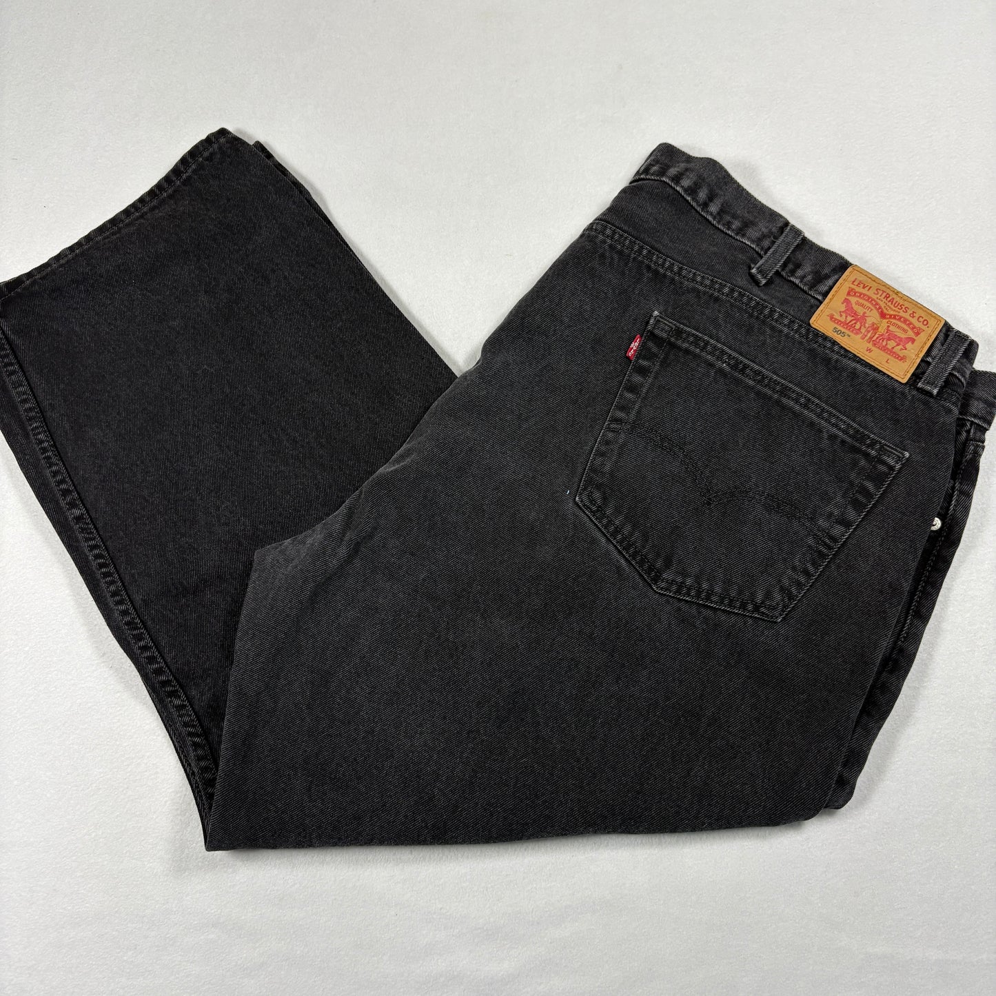 Levis Mens 505 Jeans 54x29 Black Denim Straight Fit Y2K 90s Grunge Vintage