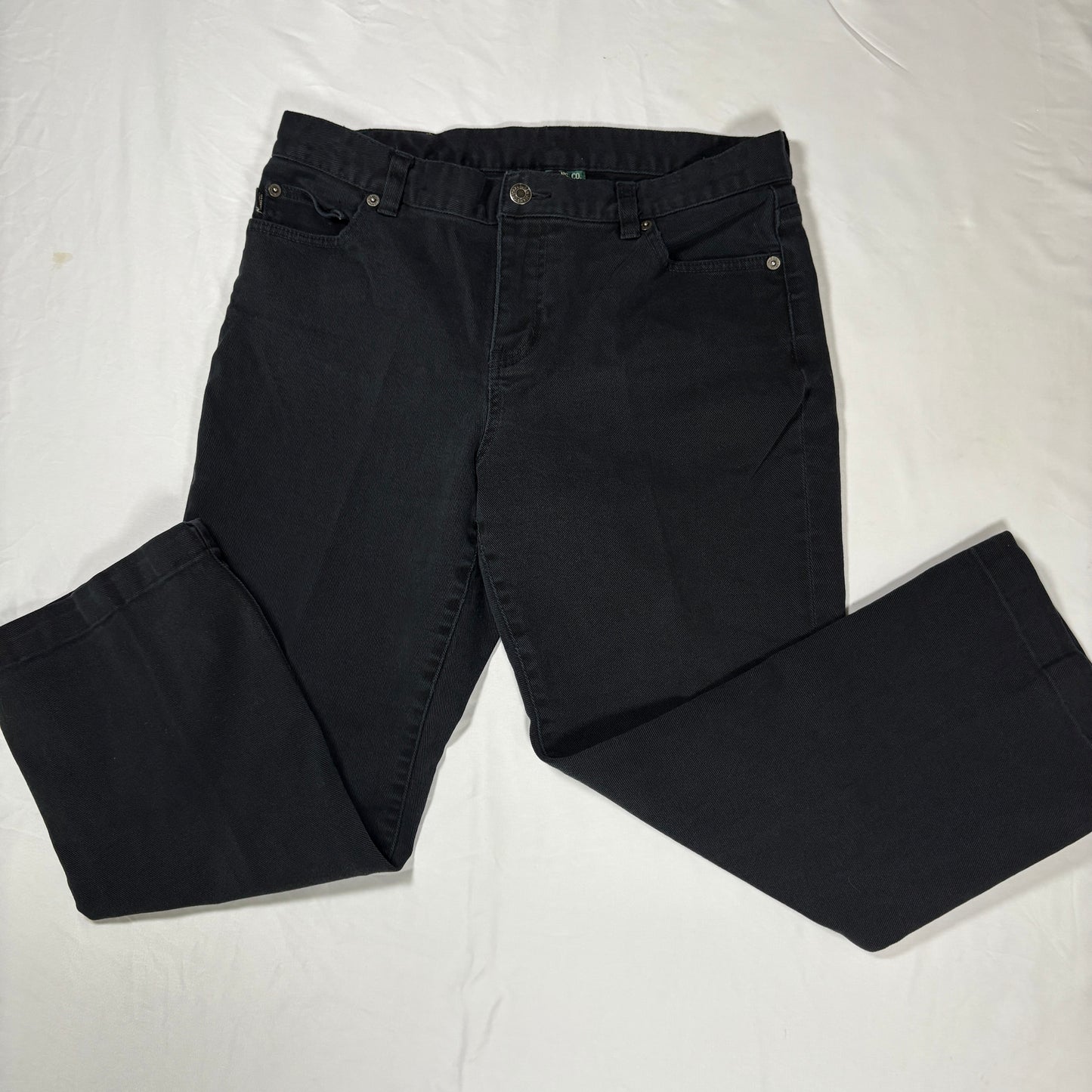 Ralph Lauren Jeans Co Women 12P Black Denim Stretch Petite Classic Casual Pants