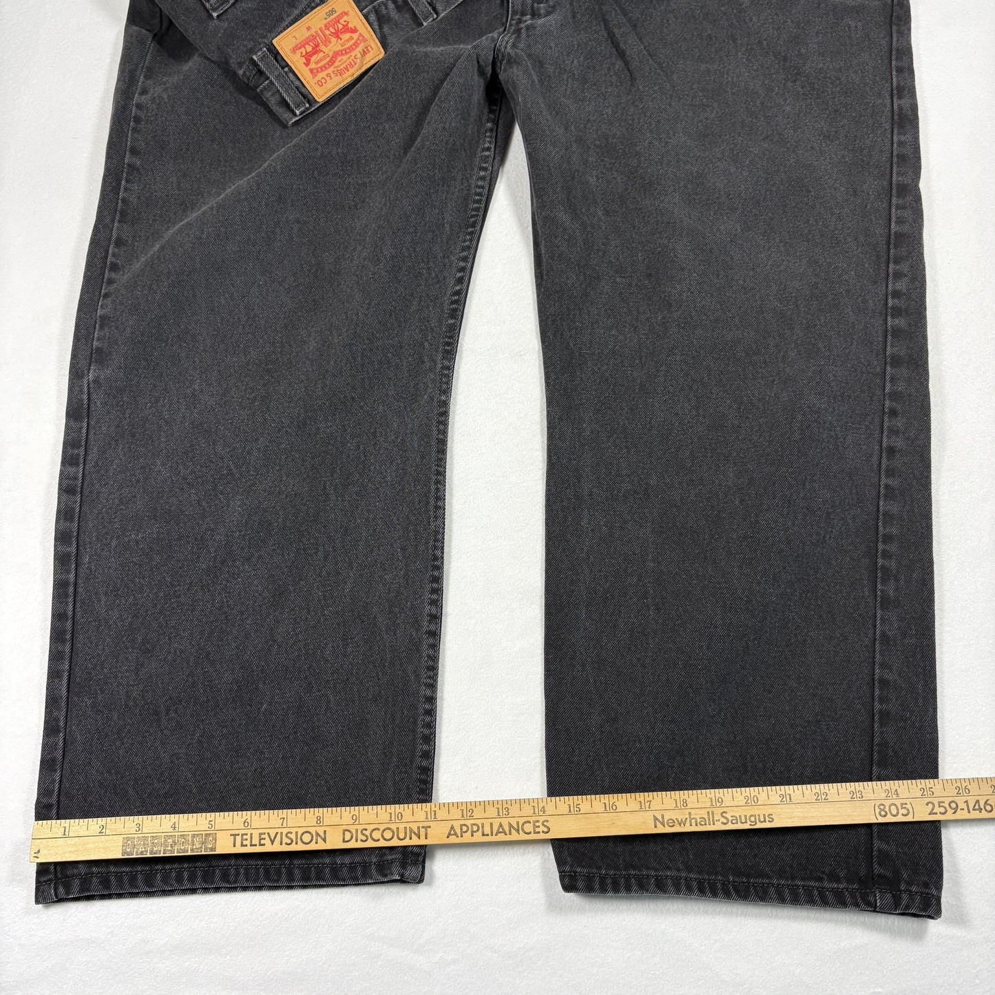 Levis Mens 505 Jeans 54x29 Black Denim Straight Fit Y2K 90s Grunge Vintage