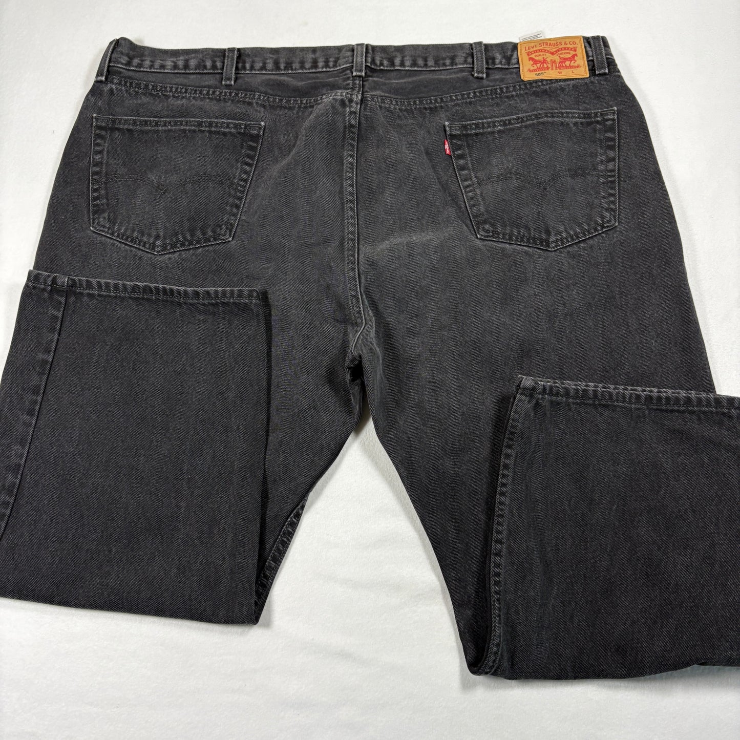 Levis Mens 505 Jeans 54x29 Black Denim Straight Fit Y2K 90s Grunge Vintage