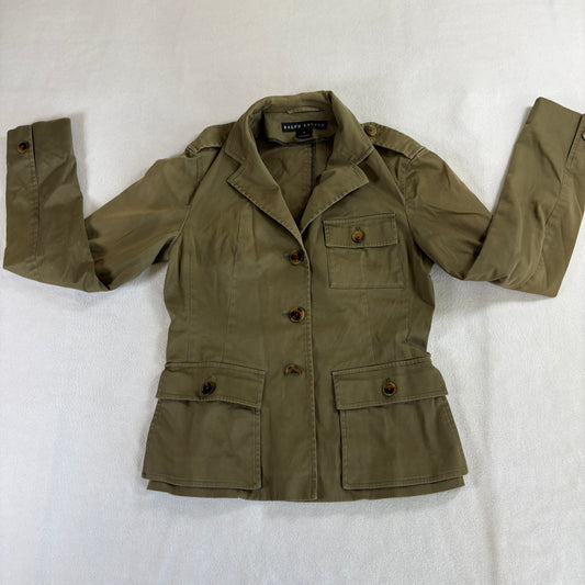 Ralph Lauren Safari Jacket Womens 4 Olive Utility Military Cotton Blend