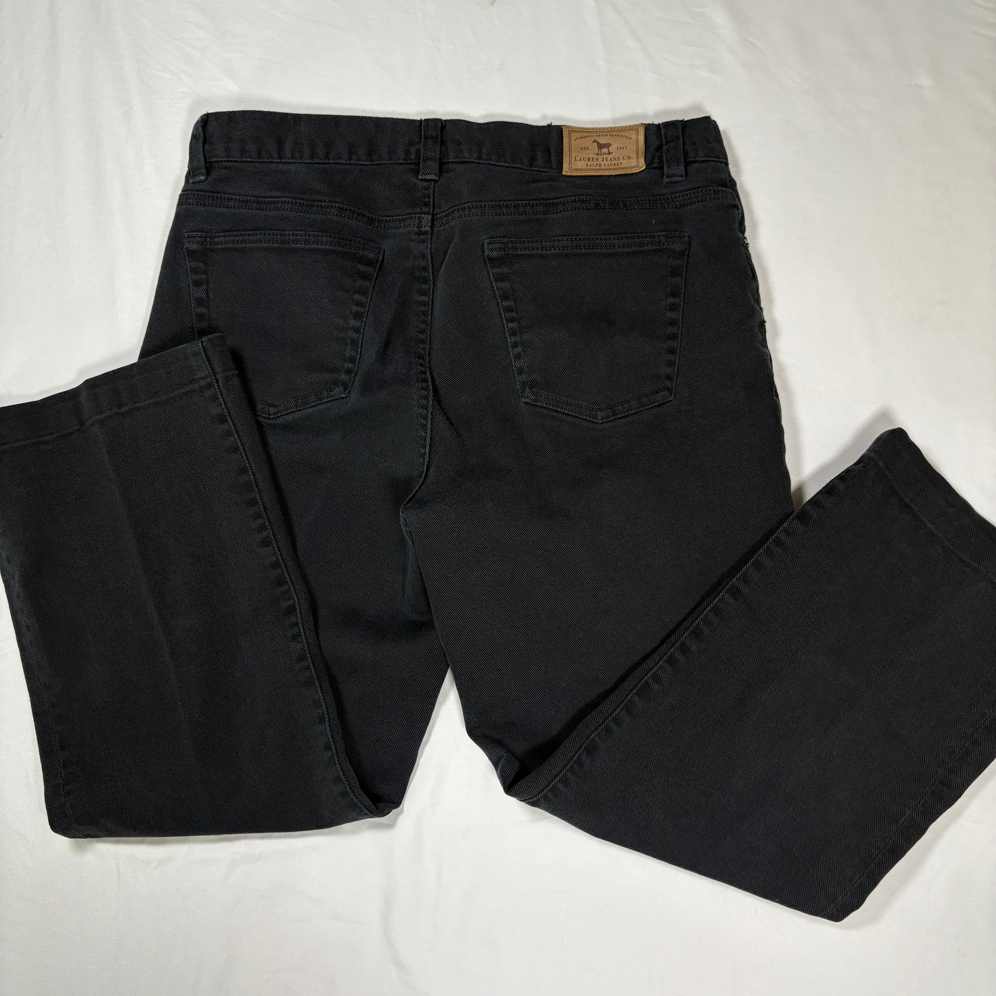 Ralph Lauren Jeans Co Women 12P Black Denim Stretch Petite Classic Casual Pants