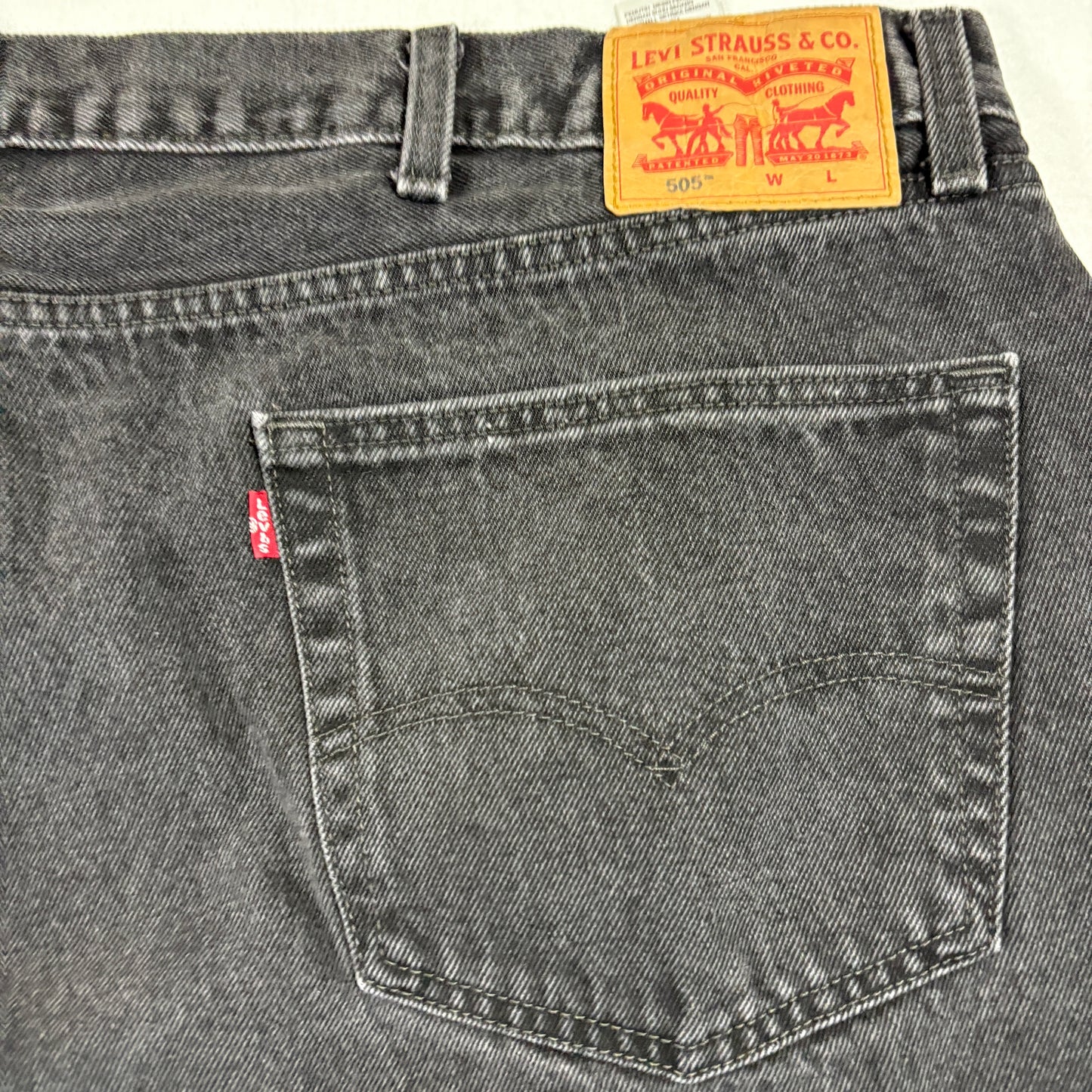 Levis Mens 505 Jeans 54x29 Black Denim Straight Fit Y2K 90s Grunge Vintage