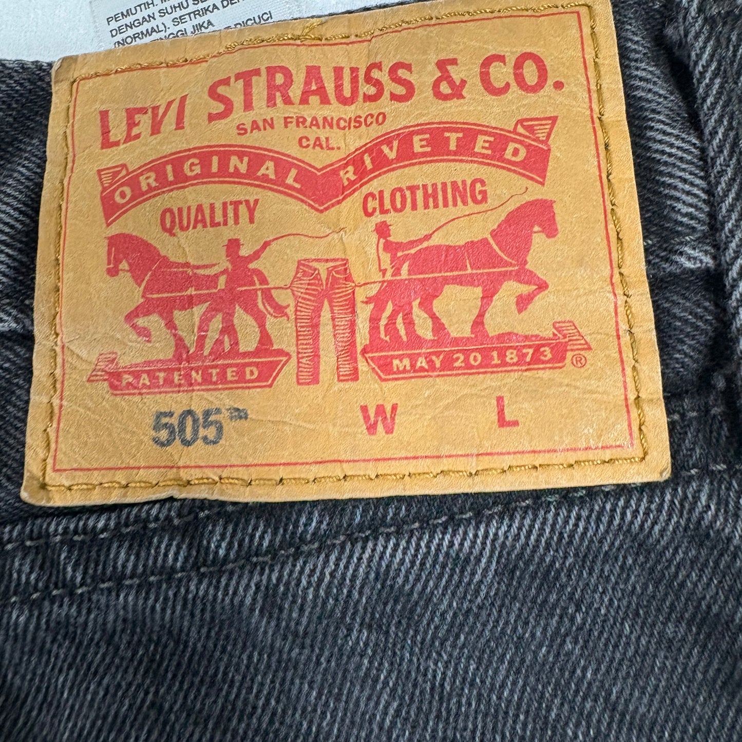 Levis Mens 505 Jeans 54x29 Black Denim Straight Fit Y2K 90s Grunge Vintage